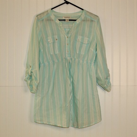 Motherhood Maternity Ladies Blouse Top 3/4 Sleeve Tie Up Waist Size Large - Picture 1 of 8